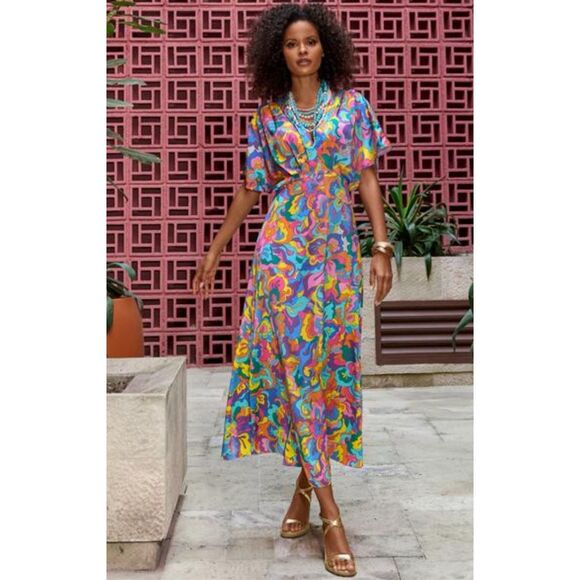 Boston Proper Abstract sol print dress - Picture 1 of 5